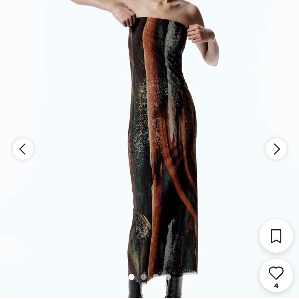 ZARA Strapless Multicolor Dress - size Small